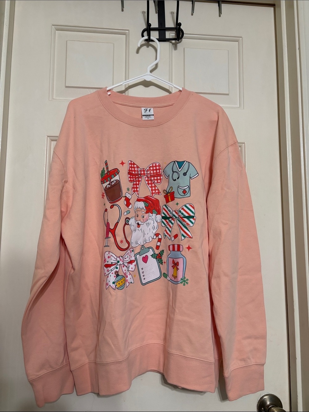 Women's Light Pink Nurse Graphic Crewneck Sweatshirt